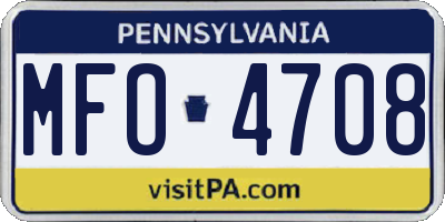 PA license plate MFO4708