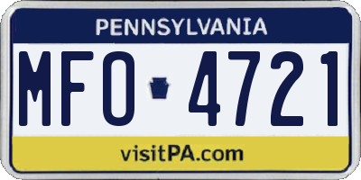 PA license plate MFO4721