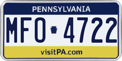 PA license plate MFO4722