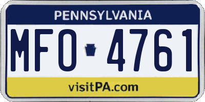 PA license plate MFO4761