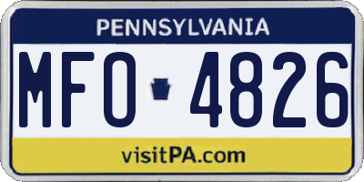 PA license plate MFO4826