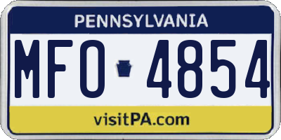 PA license plate MFO4854