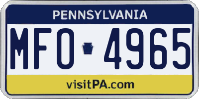 PA license plate MFO4965