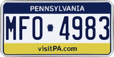 PA license plate MFO4983