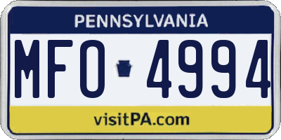 PA license plate MFO4994