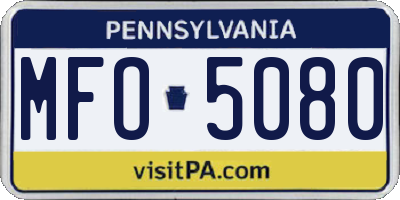 PA license plate MFO5080