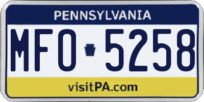 PA license plate MFO5258