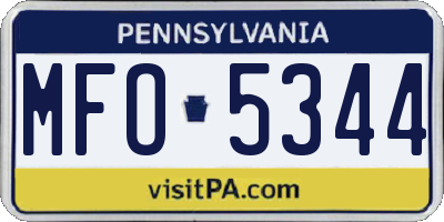 PA license plate MFO5344