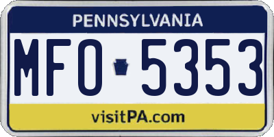 PA license plate MFO5353