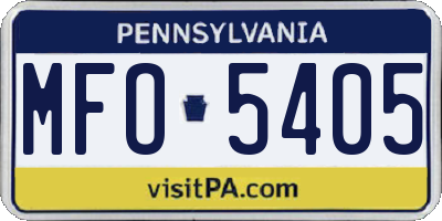 PA license plate MFO5405