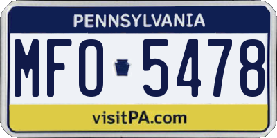 PA license plate MFO5478