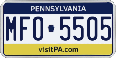 PA license plate MFO5505