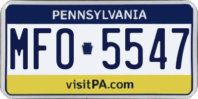 PA license plate MFO5547