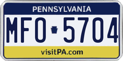 PA license plate MFO5704
