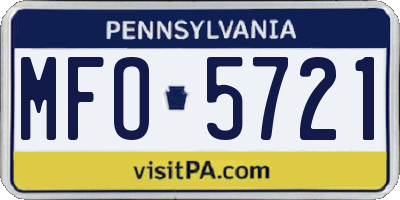 PA license plate MFO5721