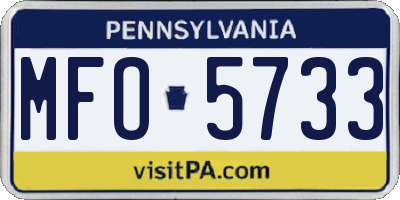 PA license plate MFO5733