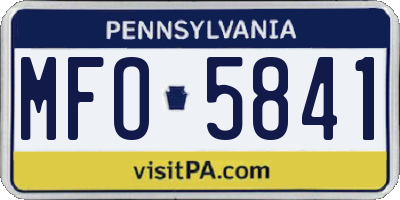 PA license plate MFO5841
