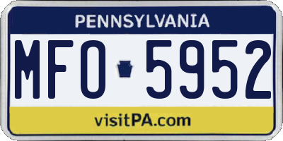 PA license plate MFO5952