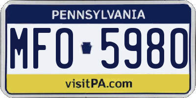 PA license plate MFO5980