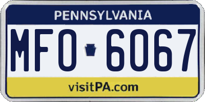 PA license plate MFO6067