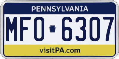 PA license plate MFO6307