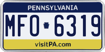 PA license plate MFO6319