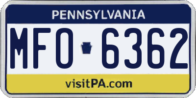 PA license plate MFO6362