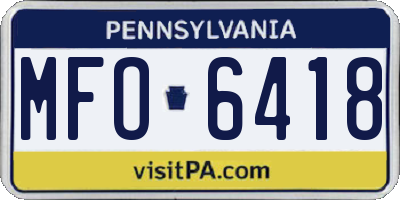 PA license plate MFO6418
