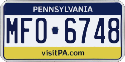 PA license plate MFO6748
