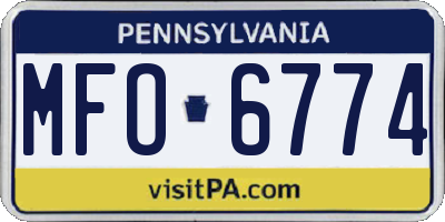 PA license plate MFO6774