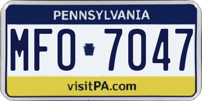 PA license plate MFO7047