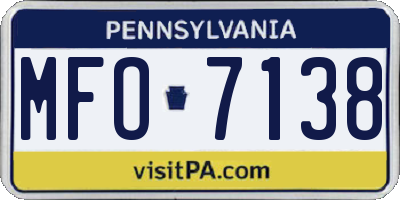 PA license plate MFO7138