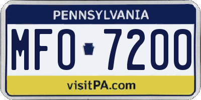 PA license plate MFO7200