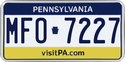 PA license plate MFO7227