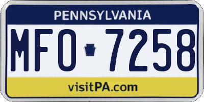 PA license plate MFO7258