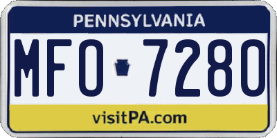 PA license plate MFO7280