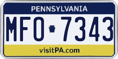 PA license plate MFO7343