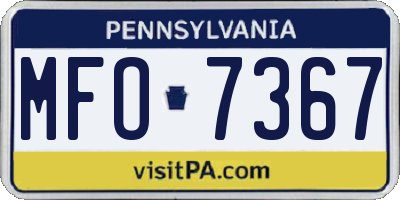 PA license plate MFO7367