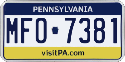 PA license plate MFO7381