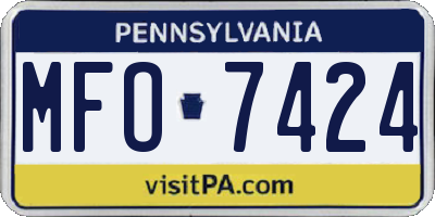 PA license plate MFO7424
