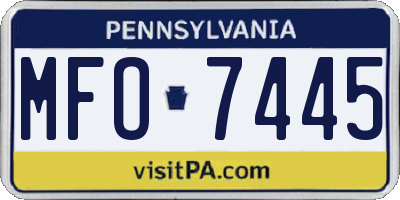 PA license plate MFO7445