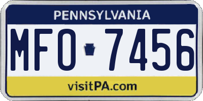 PA license plate MFO7456