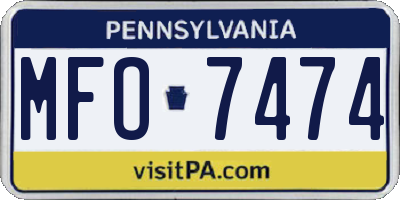 PA license plate MFO7474