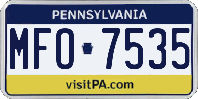 PA license plate MFO7535