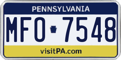 PA license plate MFO7548