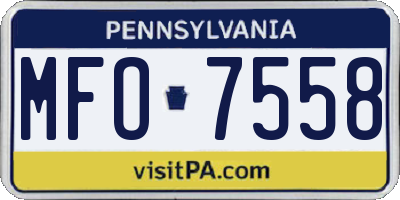 PA license plate MFO7558