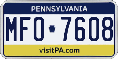 PA license plate MFO7608