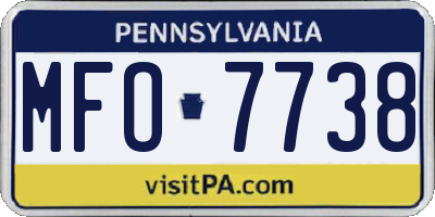 PA license plate MFO7738
