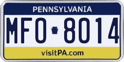 PA license plate MFO8014