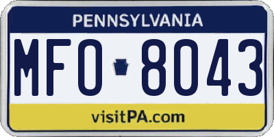 PA license plate MFO8043